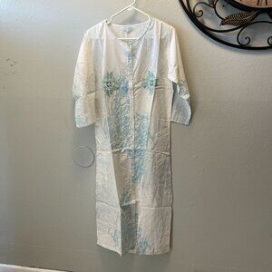 MODAPOSA Embroidered Summer Dress or Kaftan Beach Cover-Up Aqua Blue